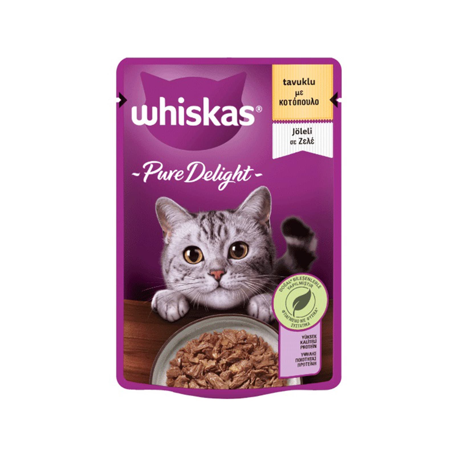 Whiskas Pure delight τροφή γάτας με κοτόπουλο σε ζελέ 85g εικόνα 1
