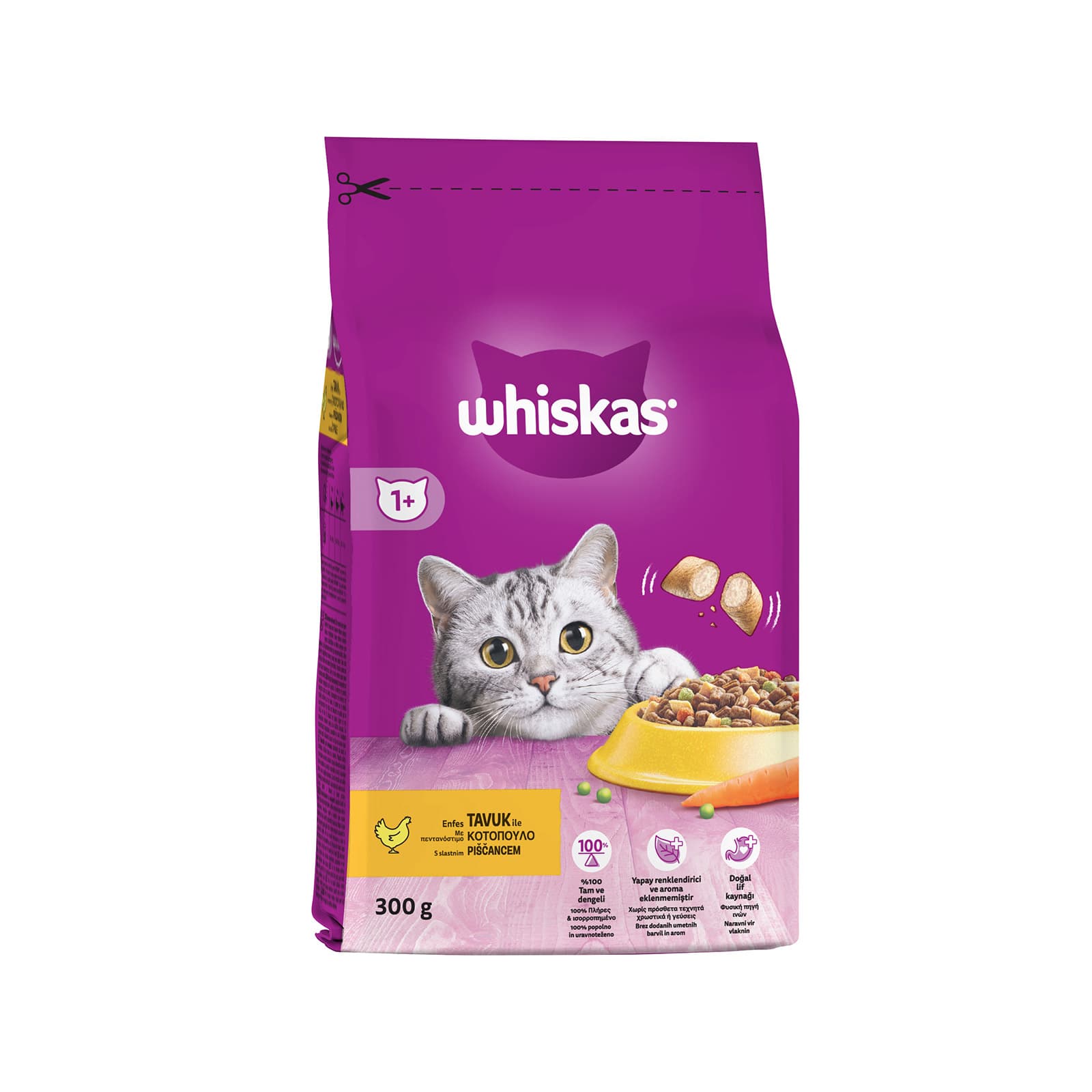 Whiskas Adult ξηρά τροφή γάτας με κοτόπουλο 300g εικόνα 1