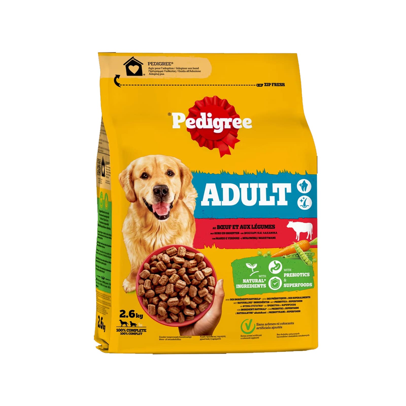 Pedigree Adult ξηρά τροφή σκύλου μοσχάρι & λαχανικά 2.6kg εικόνα 1