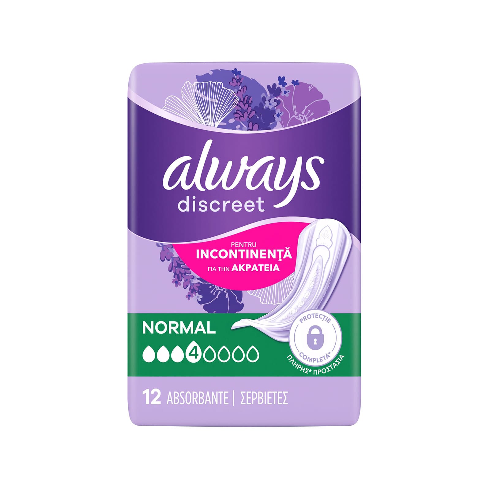 Always Discreet σερβιέτες ακράτειας normal 12τεμ εικόνα 1