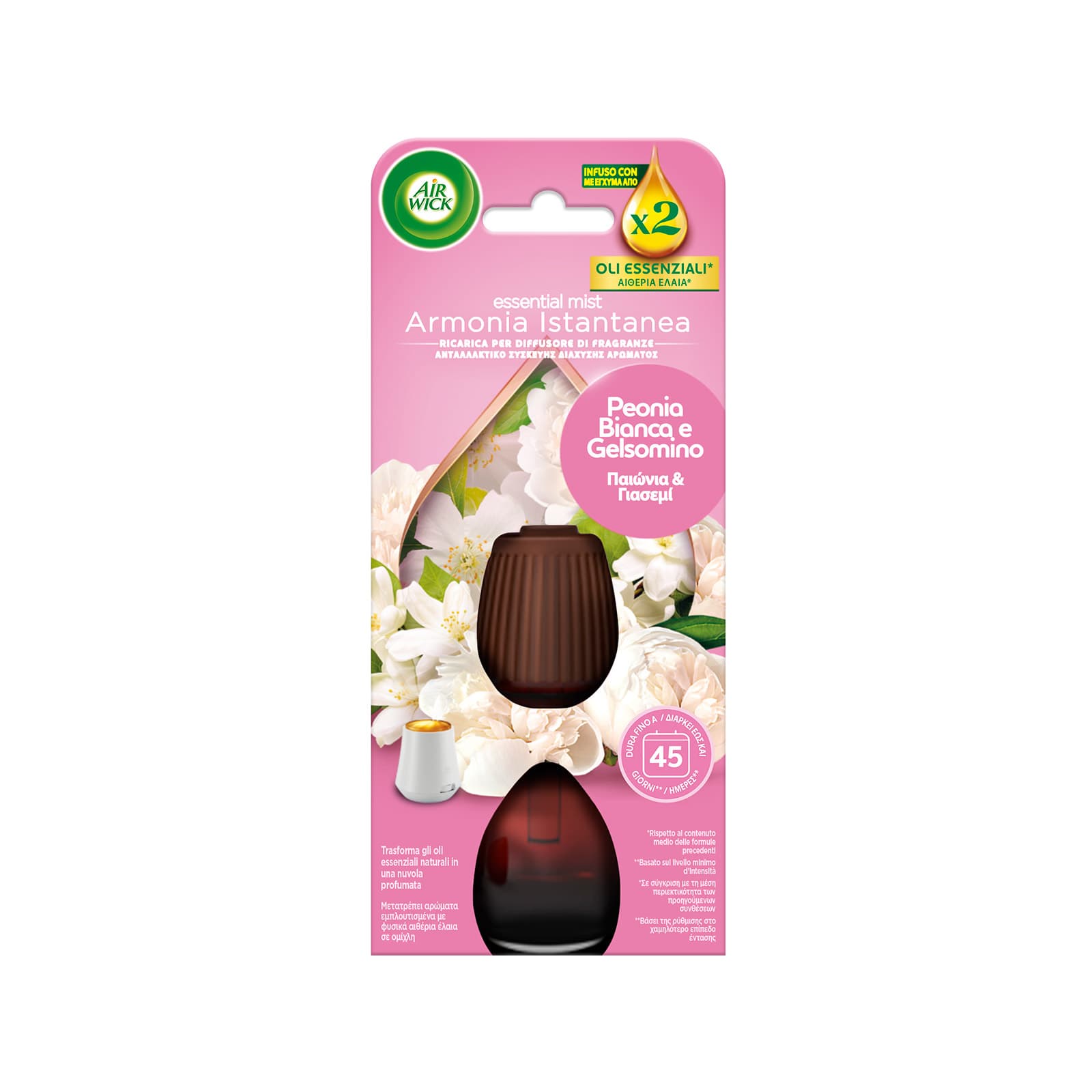 Airwick Essential ανταλλακτικό συσκευής παιώνια & γιασεμί 45 ημερες 20ml εικόνα 1