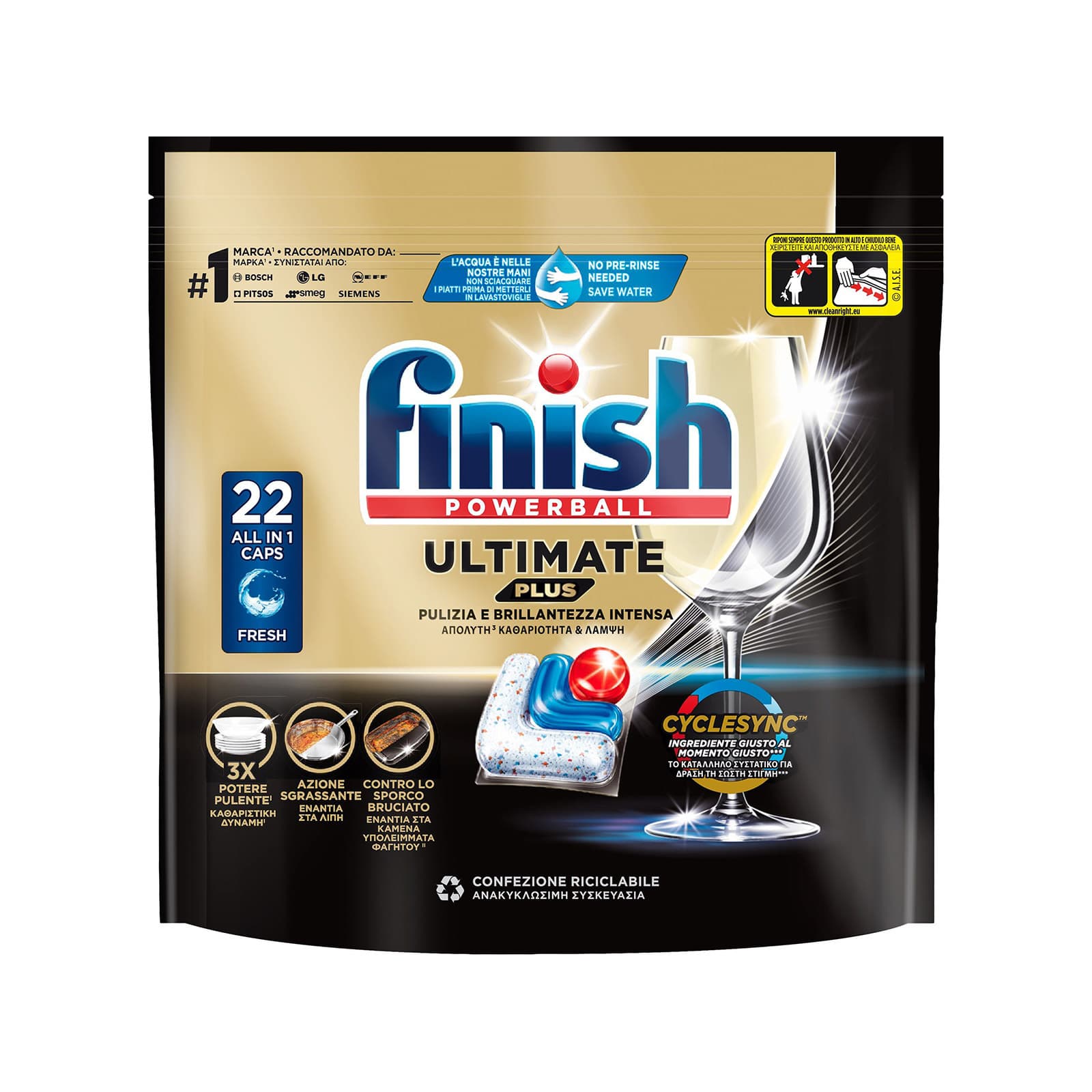 Finish Ultimate plus all in 1 απορρυπαντικό πλυντηρίου πιάτων σε κάψουλες 268,40γρ 22τεμ εικόνα 1