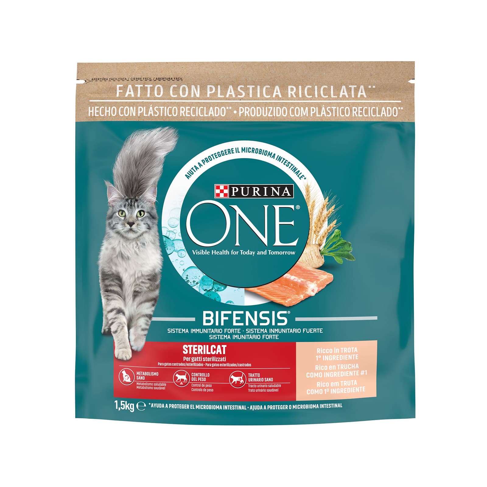 Purina One bifensis sterilcat τροφή γάτας πέστροφα 1.5kg εικόνα 1