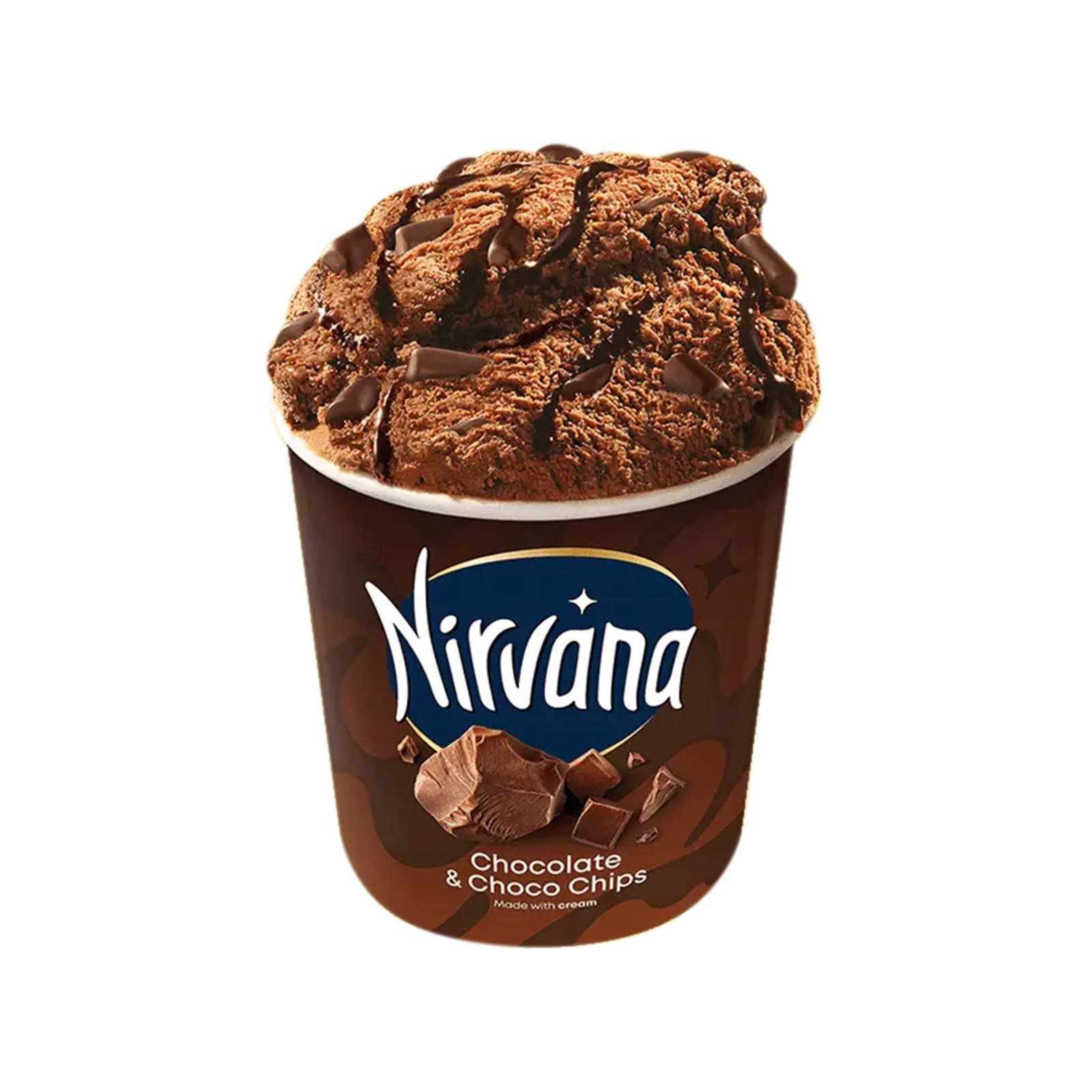 Nirvana παγωτό οικογενειακό chocolate & chocolate chips 578g εικόνα 1