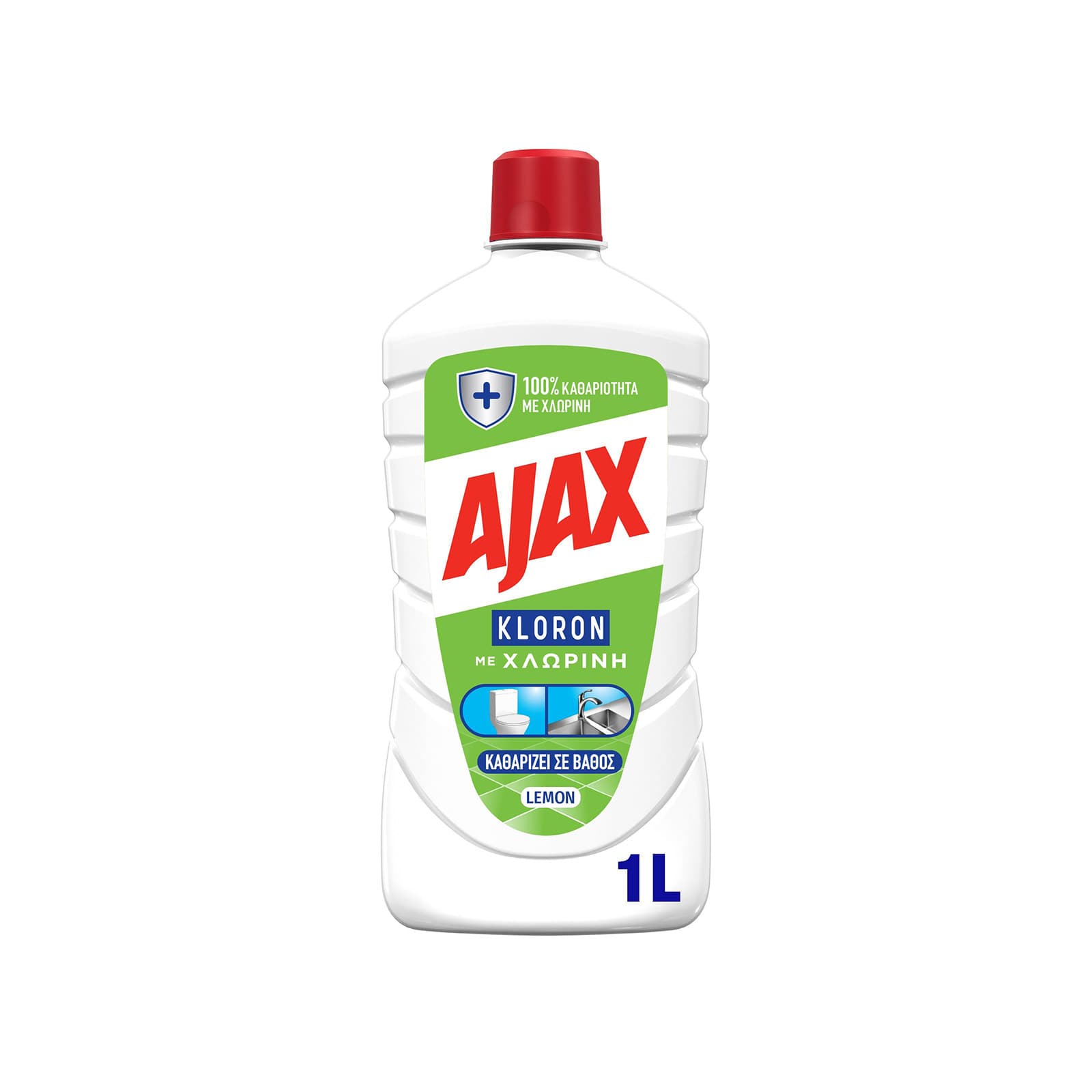 Ajax Kloron υγρό καθαριστικό & απολυμαντικό οικακής χρήσης με χλωρίνη / άρωμα λεμόνι 1lt εικόνα 1